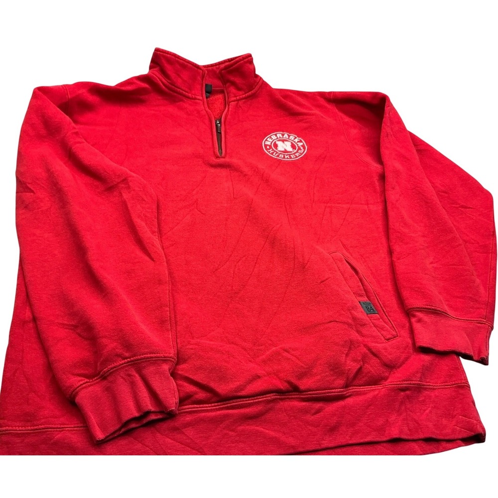 Blue 84 Nebraska Huskers Quarter Zip Sweatshirt Red Pullover Medium Collegiate
